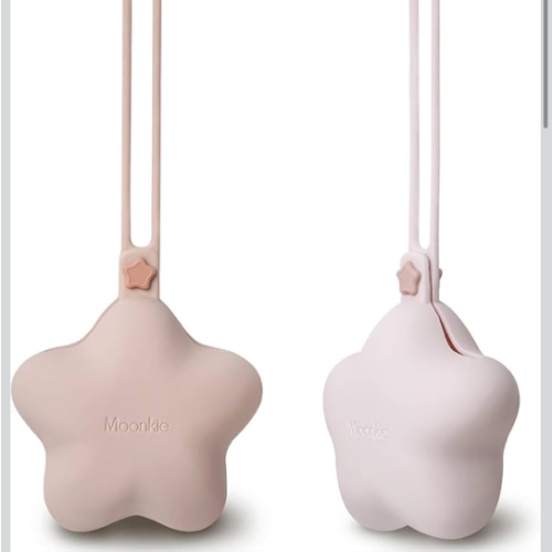 Moonkie Silicone Pacifier Holder Case, Cute Portable Pacifier Storage Case, 2 Pack(Blush/Soft Lilac)