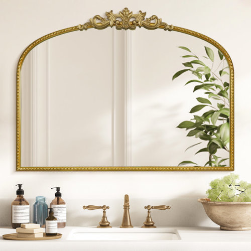 House of Hampton® Kiany Metal Arched Mirror Vintage Mirror with Ornate Frame & Reviews | Wayfair