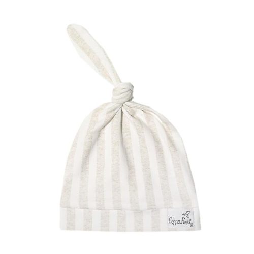 Copper Pearl Baby Beanie Hat Top Knot Stretchy Soft Coastal