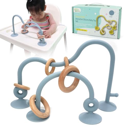 Gogzy - Parent-Child Interactive Silicone Baby Toy Set - Suction Cups Education Teething Toys for Infant Toddler Ages 6M+, BPA Free (Blue)