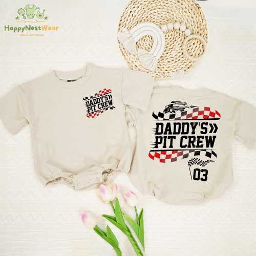 Personalized Daddy's Pit Crew Baby Romper, Future Race Car Driver Romper, Father's Day Gift, Boy Racing Baby Tee, Racing With Daddy Bodysuit