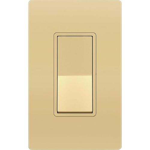 ENERLITES Elite Series Decorator Switch with Screwless Wall Plate, Paddle Light Switch, Single Pole, 3 Wire, Grounding Screw, Residential Grade, 15A 120V, UL Listed, 91150-GDWP, Gold with Wall Plate