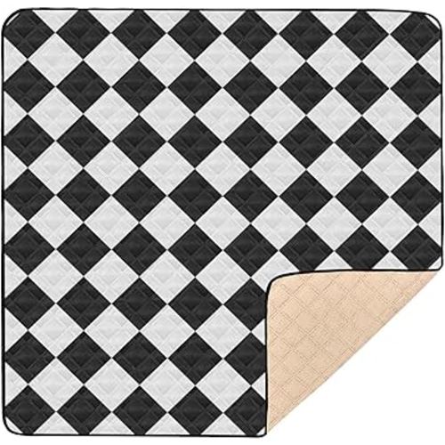 Checkered Black White Soft Foam Baby Playmat for Indoor Outdoor Lightweight Infant Play Activity Mat for Baby Kids Toddlers Infants, 50'' x 50''