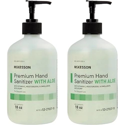 McKesson Hand Sanitizer with Aloe, 18 oz Pump Bottle [Pack of 2] – 70% Ethyl Alcohol, Spring Water Scent, No-Rinse Gel with Vitamin E and Moisturizers, Medical-Grade Sanitizer