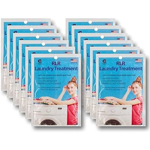 RLR Natural Laundry Detergent Powder – Whitens, Brightens, Refreshes Baby Cloth Diaper Detergent, Musty Towels, Workout Clothes - Non-toxic, Fragrance-Free For Sensitive Skin (Pack of 12)