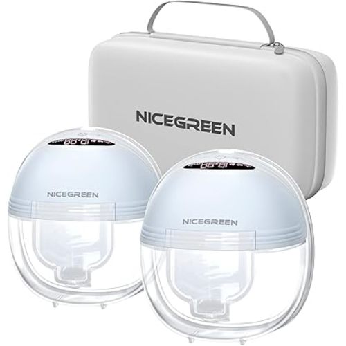 Wearable Breast Pump S21, Breast Pump Hands Free with Carrying Bag, Electric Portable Wearable Breastfeeding Pump with 3 Modes & 12 Levels, 24mm, 2 Pack Blue