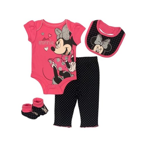 Disney Minnie Mouse 4 Piece Bodysuit and Pants Layette Set (Baby Girls)