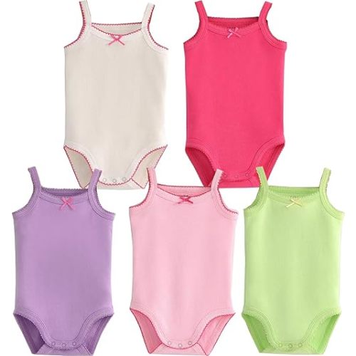 Girls Spaghetti Strap Bodysuit Sleeveless Tank Top Cotton One-Pieces Pack of Summer Baby Clothes Outfit