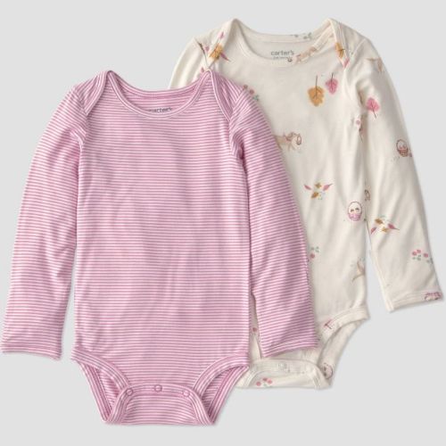 Carter's Just One You® Baby Girls' 2pc harvest Comfy Soft Long Sleeve Bodysuit - Pink/Ivory 6M