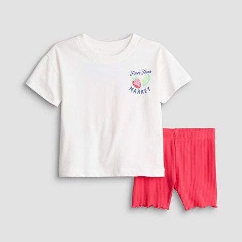 Baby & Toddler Girl Jumping Beans® Oversized Tee & Rib Bike Shorts Set