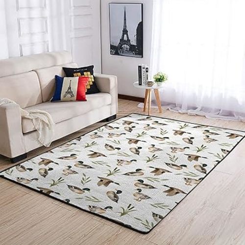 Mallard Duck Trees Throw Rugs Duck Hunting Leaves Area Rugs Wild Animal Floor Carpet Mat Large Rugs for Kids Nursery Bedroom Kitchen Living Room Bathroom Laundry Home Decor 36x60inch