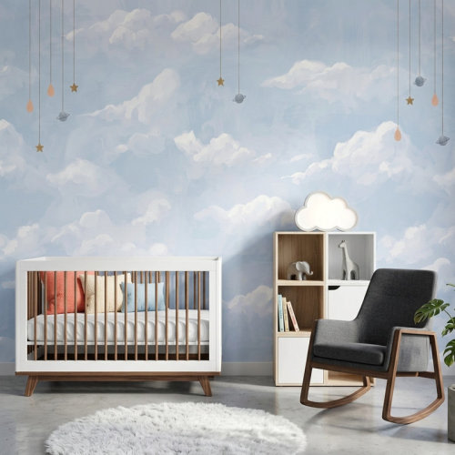 Trinx Watercolor Wallpaper Sky Hanging Stars Wall Mural | Wayfair