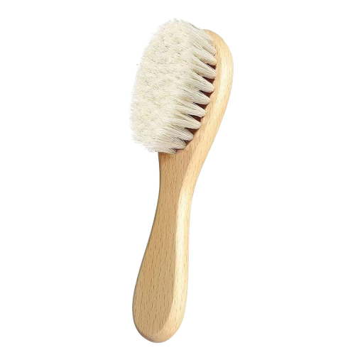 Cosmug Natural Wooden Baby Hair Brush with Soft Goat Bristles for Newborns Toddlers Gentle Scalp Massage Cradle Cap Care Grooming Kit Infant Hair Styling Tool Shower Gift 1 Pack 1 Wooden Comb