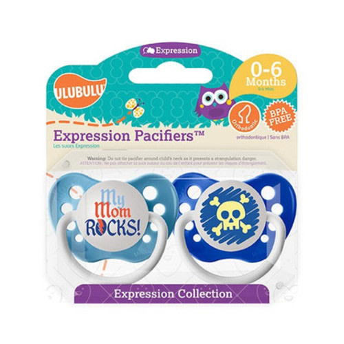 Ulubulu My Mom Rocks & Blue Skull Pacifiers 0-6M (Boy) - Parents' Favorite