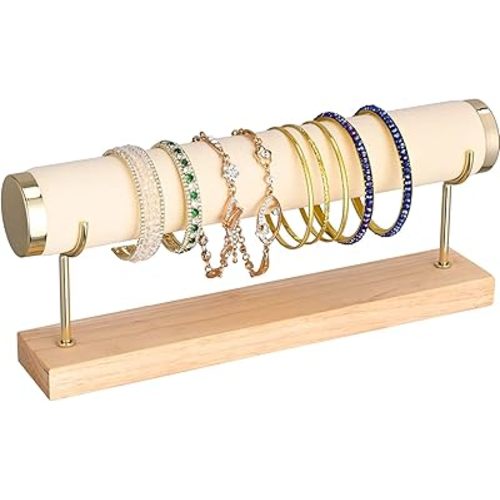Bracelet Display Holder Bangle Storage Single Tier T-bar Stand Towers for Jewelry Wrist Watch Organization, White