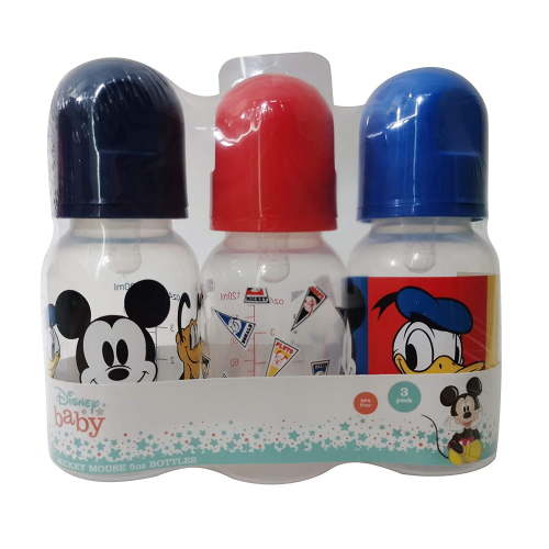 Cudlie Disney Baby Boy Mickey Mouse 5 oz Pack of Three Baby Bottles, Mickey Friends