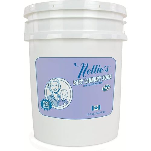 Nellie’s Baby Laundry Soda – Bulk Powdered Laundry Detergent for Infants’ Sensitive Skin – Fragrance-Free, Gentle, and Effective – 500 Loads - Made in Canada