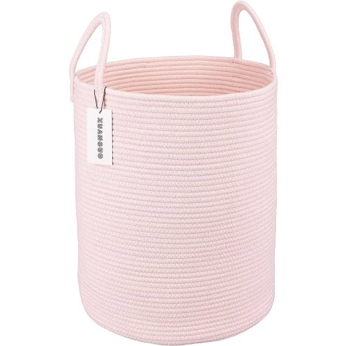 Amazon.com: XUANGUO Cotton Rope Laundry Basket Hamper for Girls Kids Baby Nursery Hamper Bin Woven Storage Basket for Living Room Girls room Boho Tall Rope Baskets for Blanket Toys Large light pink : Baby