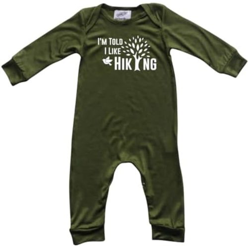 Rocket Bug I'm Told I Like Hiking Long Sleeve Romper, Soft, Lightweight, for Boys & Girls
