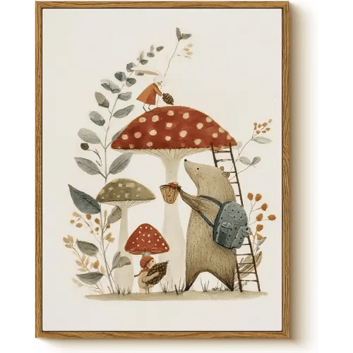 WHASAYART Vintage Fairytale Nursery Wall Decor Framed Canvas Wall Art 12x16