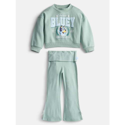 Bluey Toddler Girls Graphic Crewneck Sweatshirt and Foldover Leggings Set, 2 Piece, Sizes 12M-5T