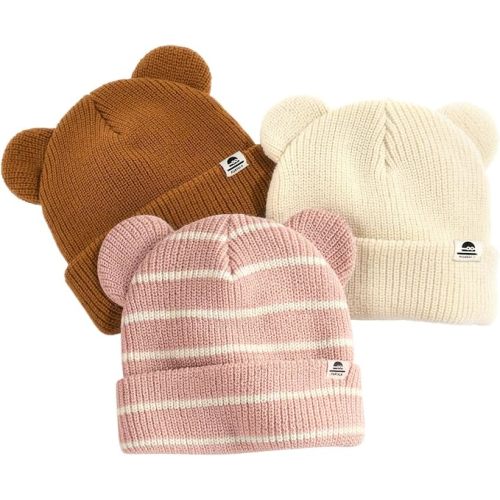FURTALK Baby Beanie with Bear Ear Warm Knit Winter Hat for Infant Toddlers
