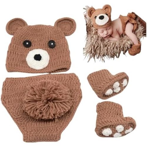 Zeroest Newborn Photography Props Baby Boy Girl Photo Shoot Outfits Handmade Animal Costume Crochet Knit Infant Picture Prop