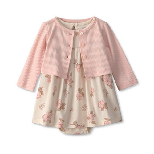 Baby Girls' Floral Dress and Cardigan, 2-Piece Set