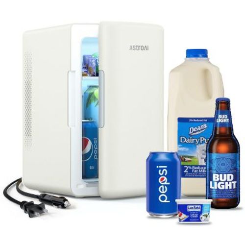 AstroAI Mini Fridge 6L/8 Can Thermoelectric Skincare & Drink Cooler for Bedroom, Dorm & Gaming Warm White