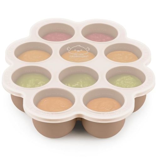KeaBabies Silicone Food Freezer Trays with Lid, 2oz x 10 Pods, Chai Latte