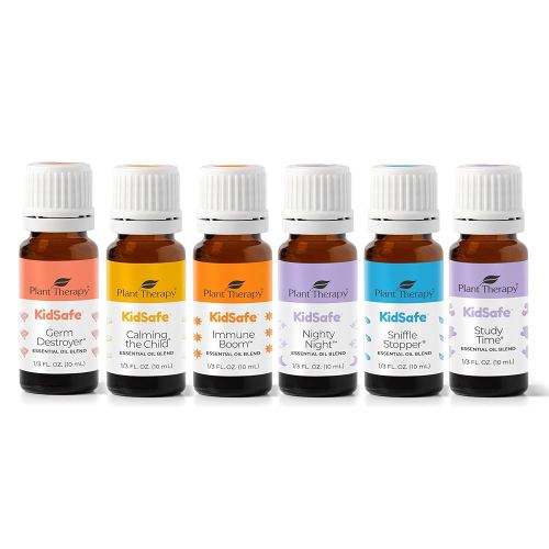 Plant Therapy KidSafe Essential Oil Starter Set for Focus, Calming, Sleep, Immune Support 100% Pure, 6 Undiluted Blends, Natural Aromatherapy, Therapeutic Grade 10 mL (1/3 oz)