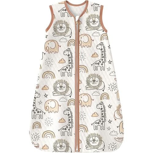 Yoofoss Baby Sleep Sack 0-6 Months 1.0 Tog Sleep Sack Organic Cotton Wearable Blanket for Newborns 2-Way Zipper Quilted Sleeping Sacks(Small)