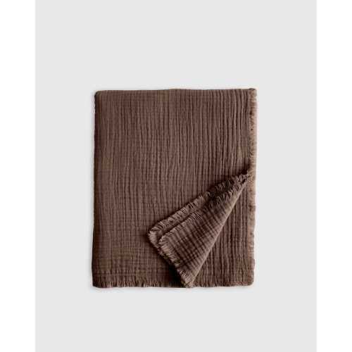Organic Airy Gauze Throw in Chocolate