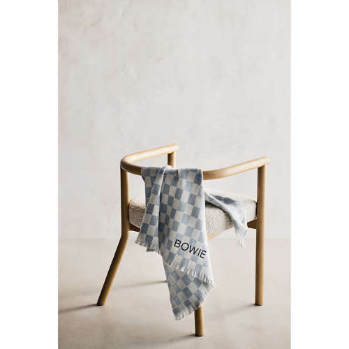 Cloudy Blue Checkmate Baby Stroller Blanket by Leanne Ford