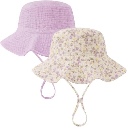 Muslin Baby Sun Hat Sun Protection Baby Toddler Bucket Hats for Boys Girls
