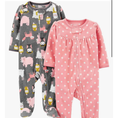 Simple Joys by Carter's Baby Girls' Fleece Footed Sleep and Play, Pack of 2