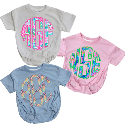 Preppy Monogram Baby Bubble Personalized