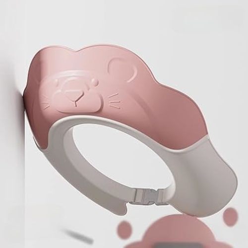 Baby Shower Cap - Waterproof Bath Visor for Toddlers 1-3 Years, Extra Soft Silicone Hair Washing Hat for Kids, Keep Water Out of Eyes(Animal Design) (Pink)