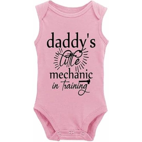 Daddy's Little Mechanic Baby Short Sleeve Bodysuits Pajamas Newborn Sleepers Girl and Boy Clothes