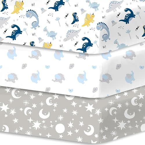 Plushii 3 Pack Baby Crib Sheets for Boys, 28"x 52"Cover for Crib Mattress