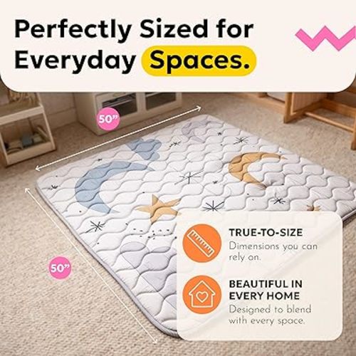 MioTetto Baby Mat for Floor, 50" x 50" Playpen Mat, Thick Soft Foam Padding Baby Play Mat, Portable Quilted playmat - Washable Baby Floor Play mat, Non-Slip Play Mat for Babies & Toddlers