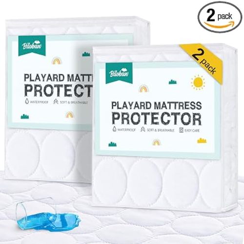 Pack and Play Mattress Pad Protector Sheet, 2 Pack, White