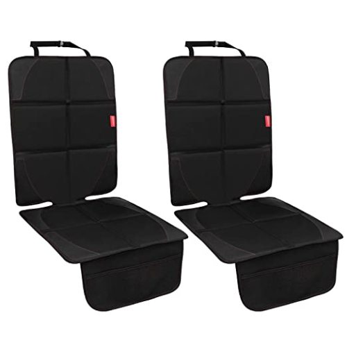 MORROLS Car Seat Protector, 2 Pack Seat Protector Carseat with Thickest Padding, Baby/Pets Car Seat Protector for Child Car Seat-Mesh Pockets-Waterproof-Universal Size(Black) - 2Pcs