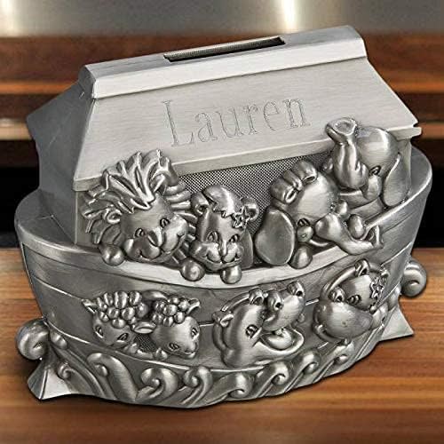 Noah's Ark Personalized Piggy Bank for Girls and Boys | Engraved Unique Coin Bank for Kids