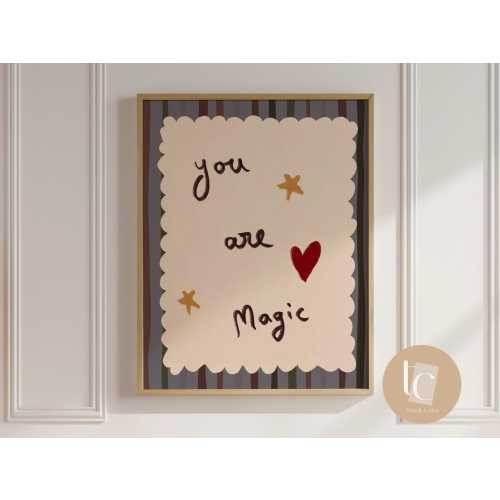 You Are Magic Positive Affirmation print, kids room playroom nursery wall art retro kids decor genre neutral baby wall art illustration n