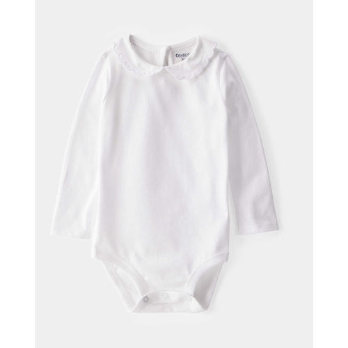 Baby Scalloped Collar Long-Sleeve Bodysuit - White - OshKosh B'gosh | Carter's