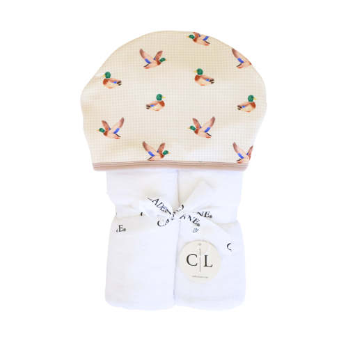 Embroidered Bamboo Hooded Towel in Little Mallard | Caden Lane