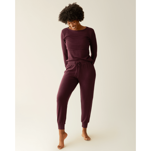 CozyKnit Nursing Pajama & Lounge Set | Deep Burgundy - Kindred Bravely