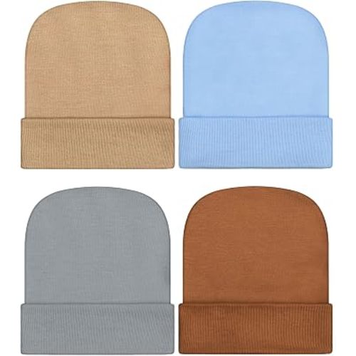 Geyoga Newborn Girl Boy Hat Newborn Beanie Stripes Hat Toddler Soft Caps Infant Cotton Knit Caps for Baby 0-6 Months