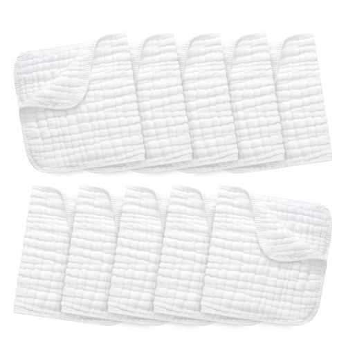 10 Pack Muslin Burp Cloths 100% Cotton Large 20''×10'' Thickened Baby Burp Cloths Super Soft and Highly Absorbent, Newborn Washcloth (White) : Amazon.com.au: Baby